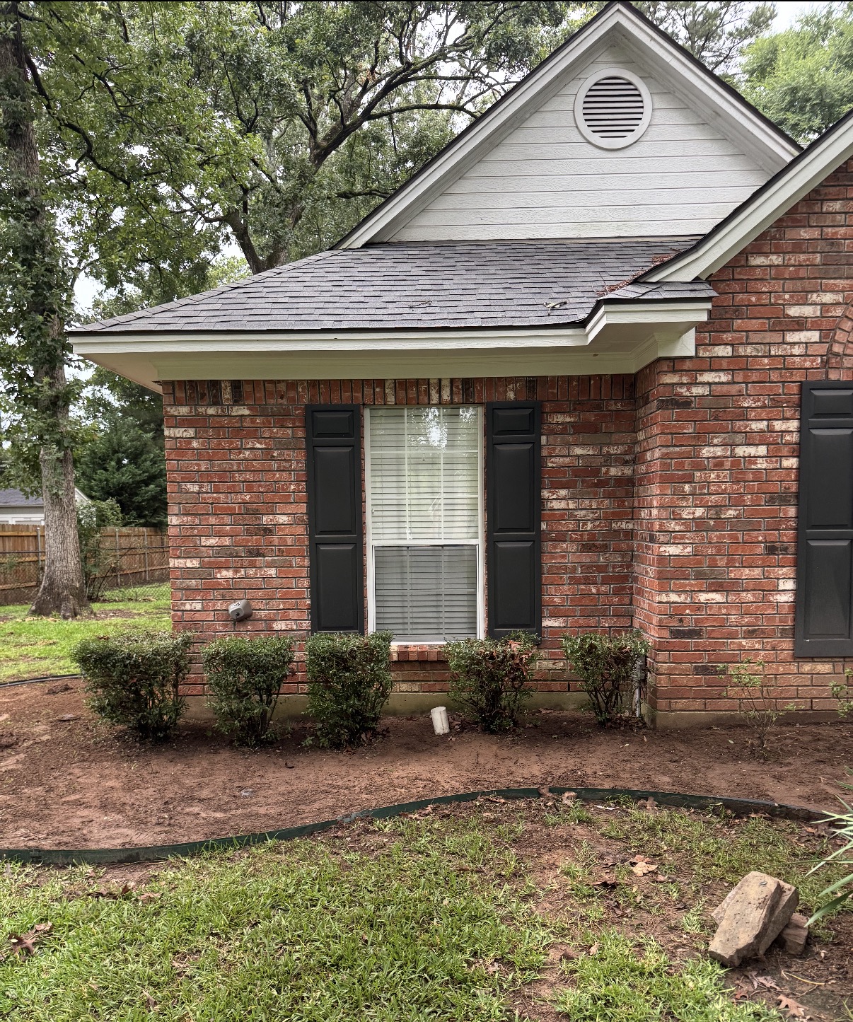 Shrub bed cleanup & fresh edging — after